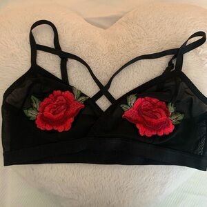 Torrid 0x mesh bralette with rose embroidery